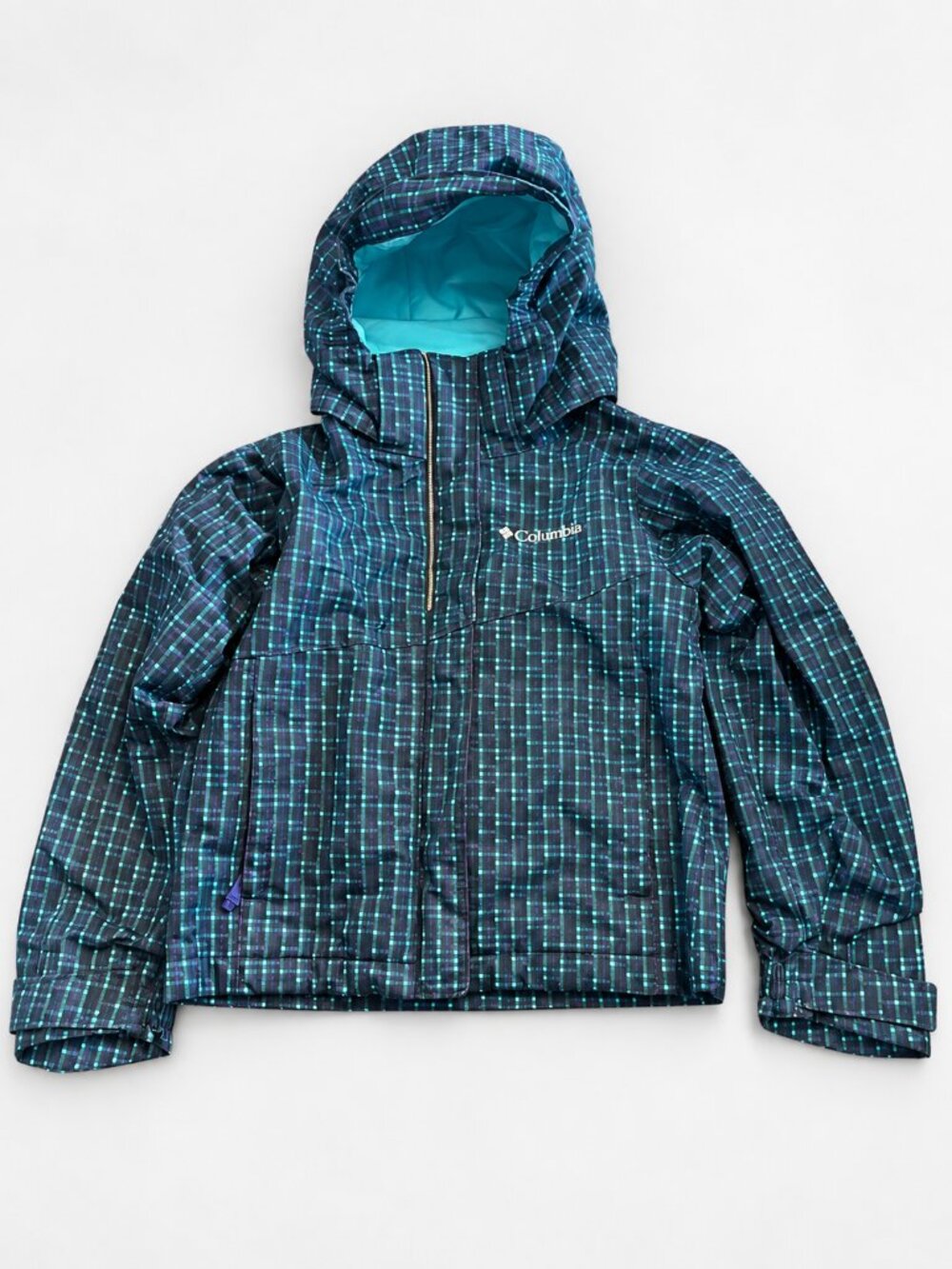 Columbia Girls Omni-Tech Plaid Hooded Jacket XXS 4/5